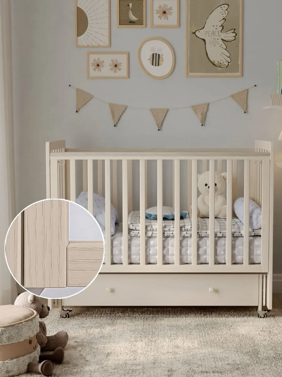 Кровать ANTEMI Classic Sleep Premium 120х60 с ящиком-маятником сатин НИК 24сатин. Изображение 1