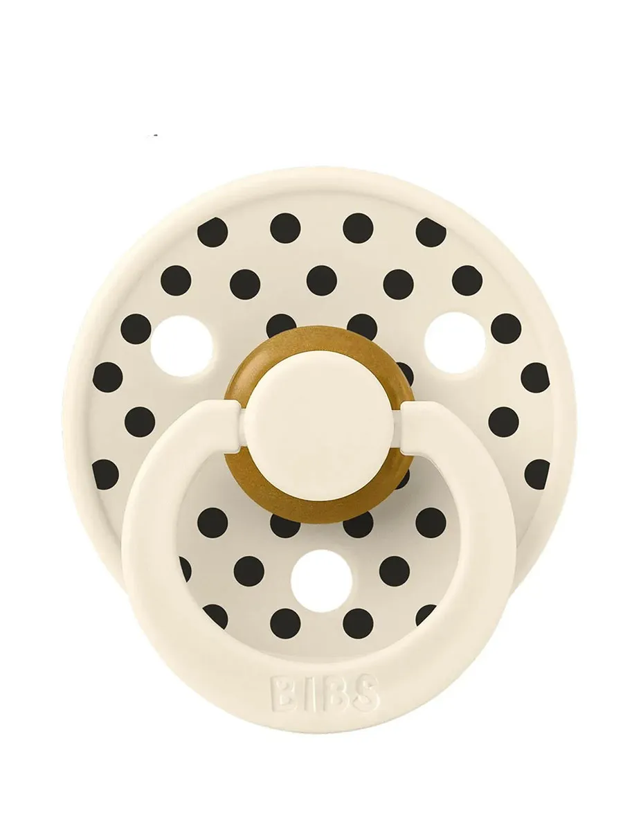 Пустышка латексная BIBS Studio Colour - Polka - Кремовый/Черный (Ivory/Black), 0+ мес. 10034216. Изображение 1