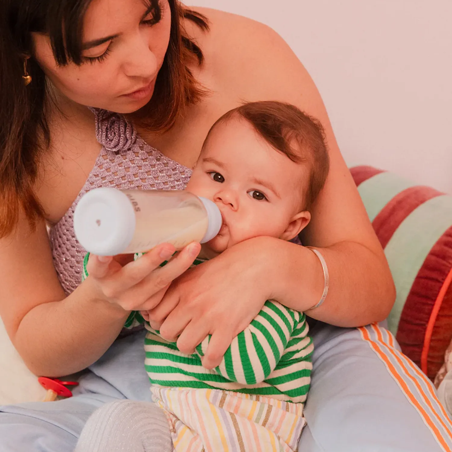 Бутылочка BIBS стеклянная для кормления с силиконовой соской медленный поток 120 мл