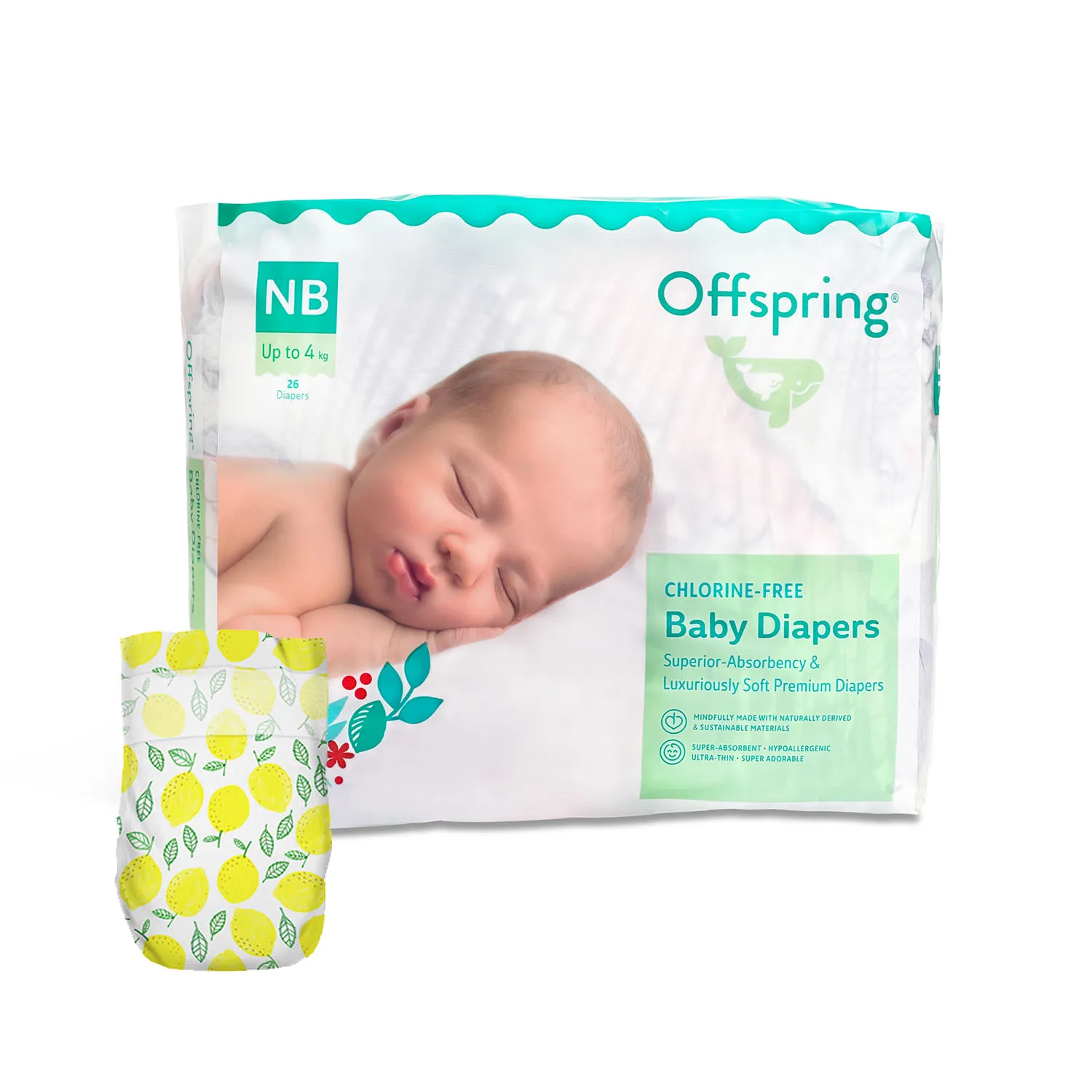 Подгузники Offspring NB 2-4 кг Лимоны 26 шт OF01NB26LM