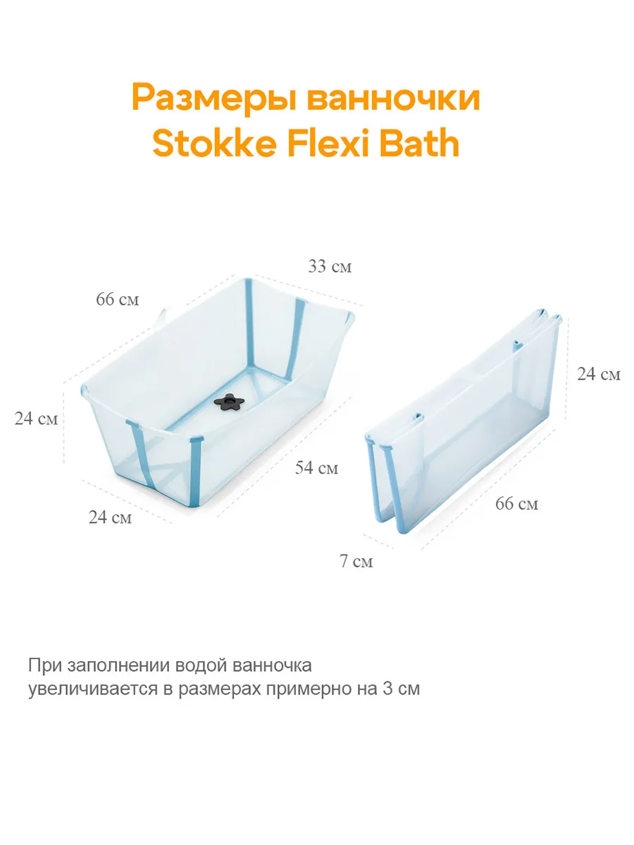 Ванночка с горкой Stokke Flexi Bath Bundle, Tub with Newborn Support Голубой (Ocean Blue) 531513. Изображение 3