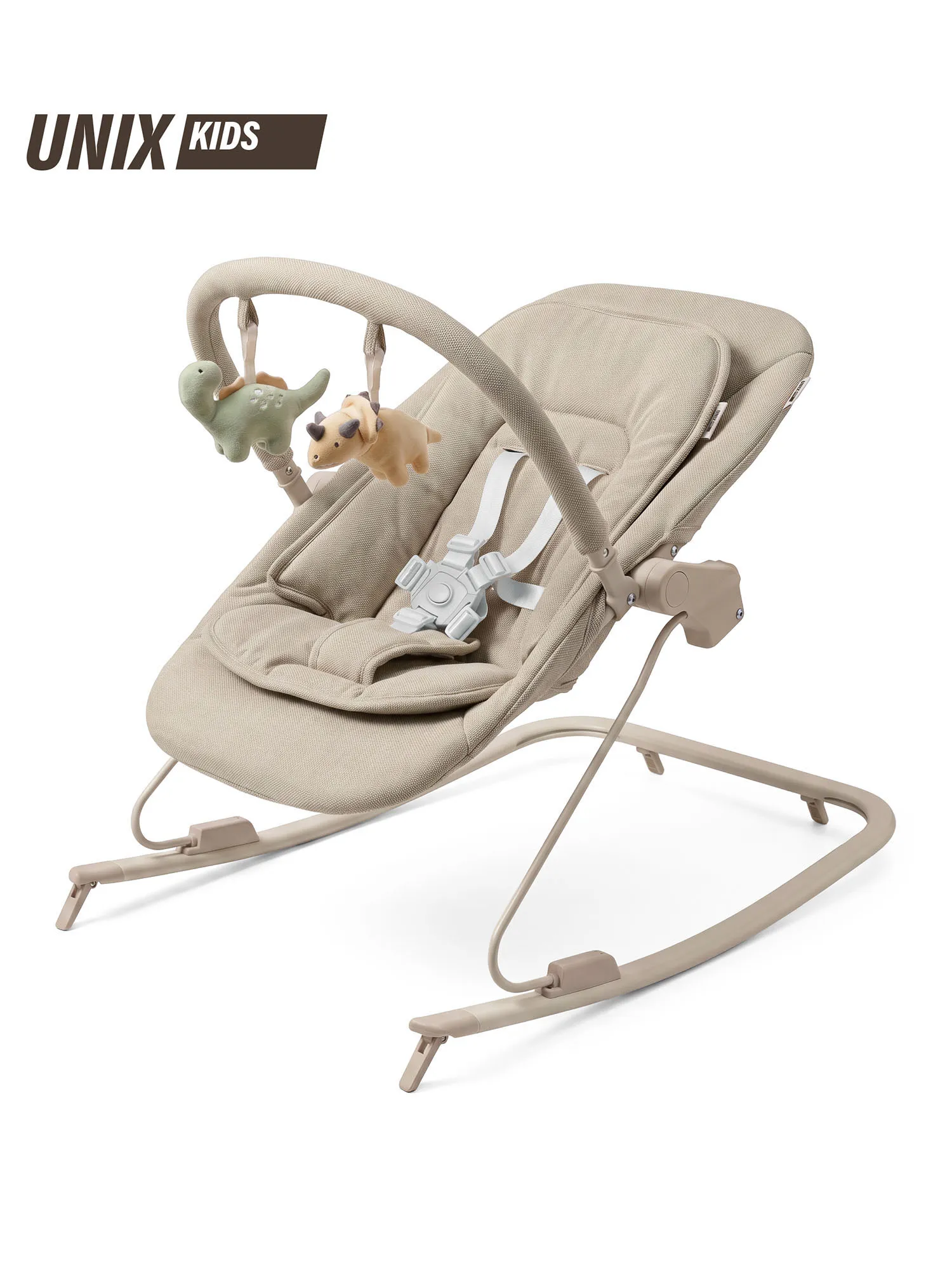 Шезлонг-качалка UNIX Kids Dino Бежевый (Camel) BBOUNCERDINOCL. Изображение 3