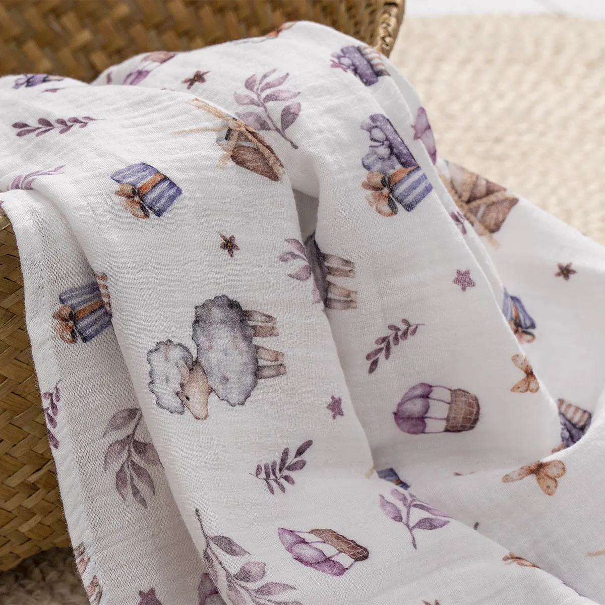 Пеленка PERINA муслиновая 130х110 см с принтом