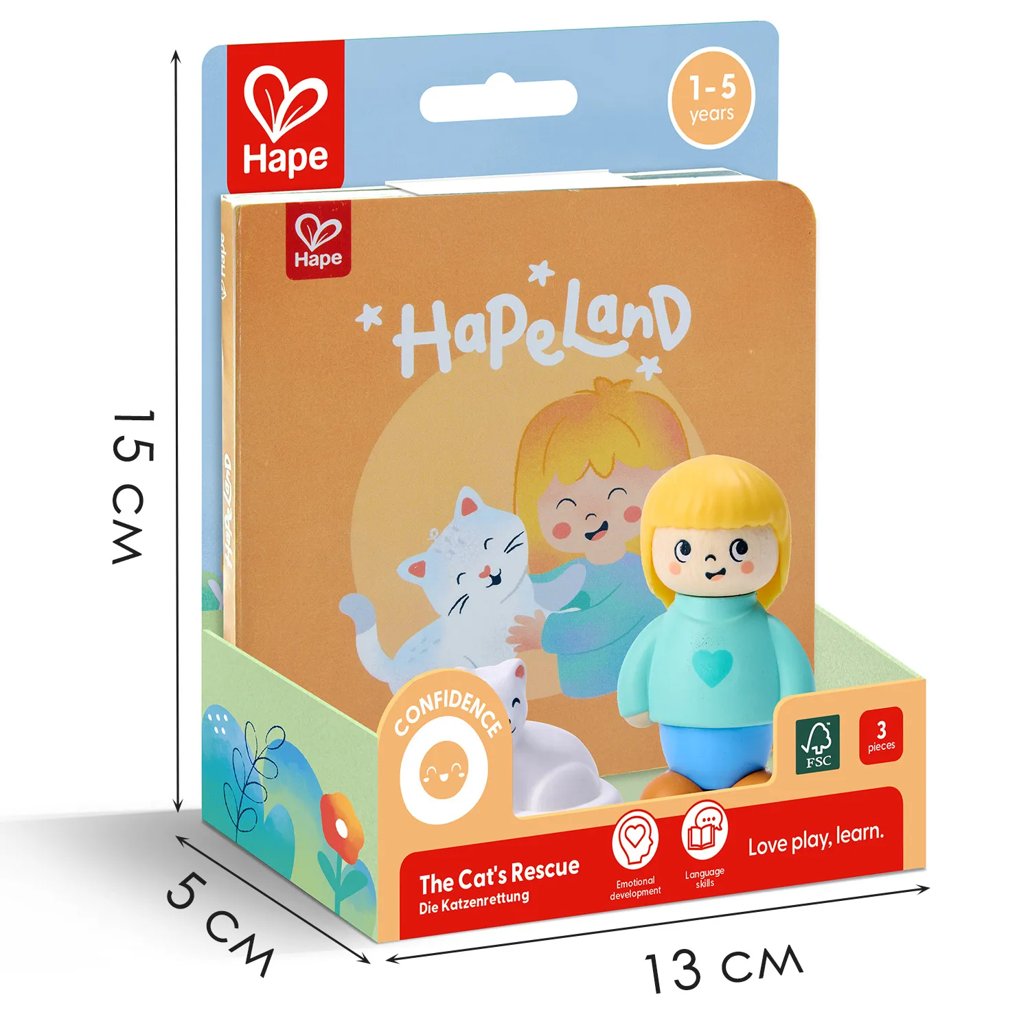 Набор игровой HAPE «Девочка и кошка» (детская иллюстрированная книга Hape Land) E3430_HP