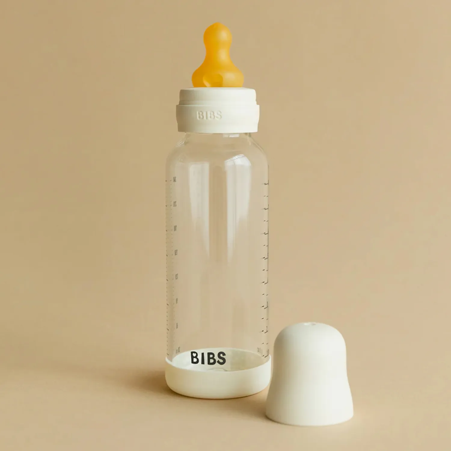 Бутылочка BIBS стеклянная для кормления с латексной соской средний поток 240 мл