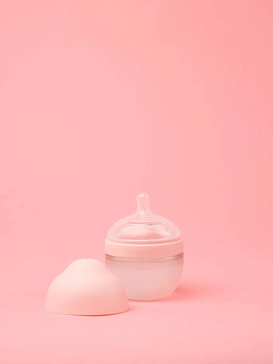 Бутылочка Mombella силиконовая антиколиковая Wide Neck широкая 120 мл розовая 8138. Изображение 4