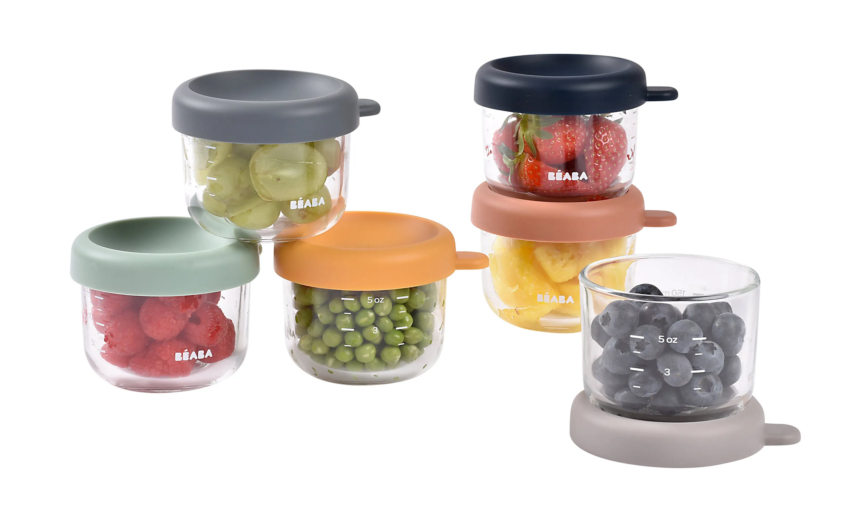 Набор контейнеров Beaba стеклянных, с крышкой (6 шт) 150мл, для хранения продуктов