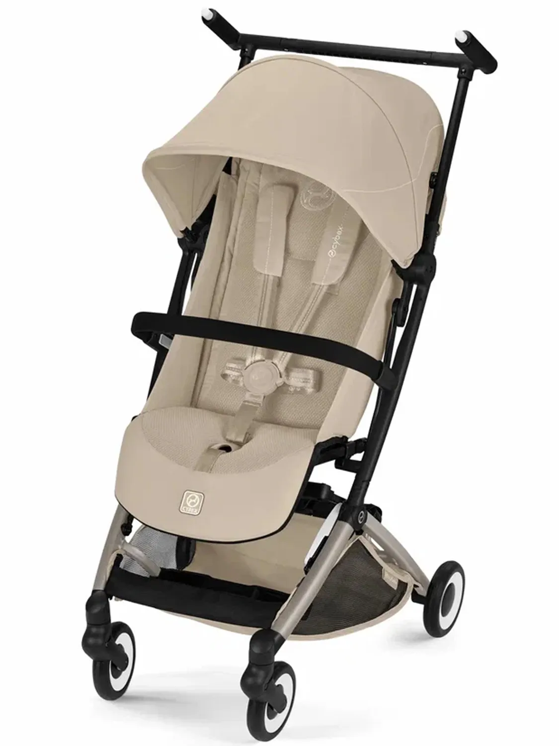 Коляска прогулочная Cybex Libelle TRE (2026), бежевый (almond beige) с дождевиком и бампером. Изображение 1