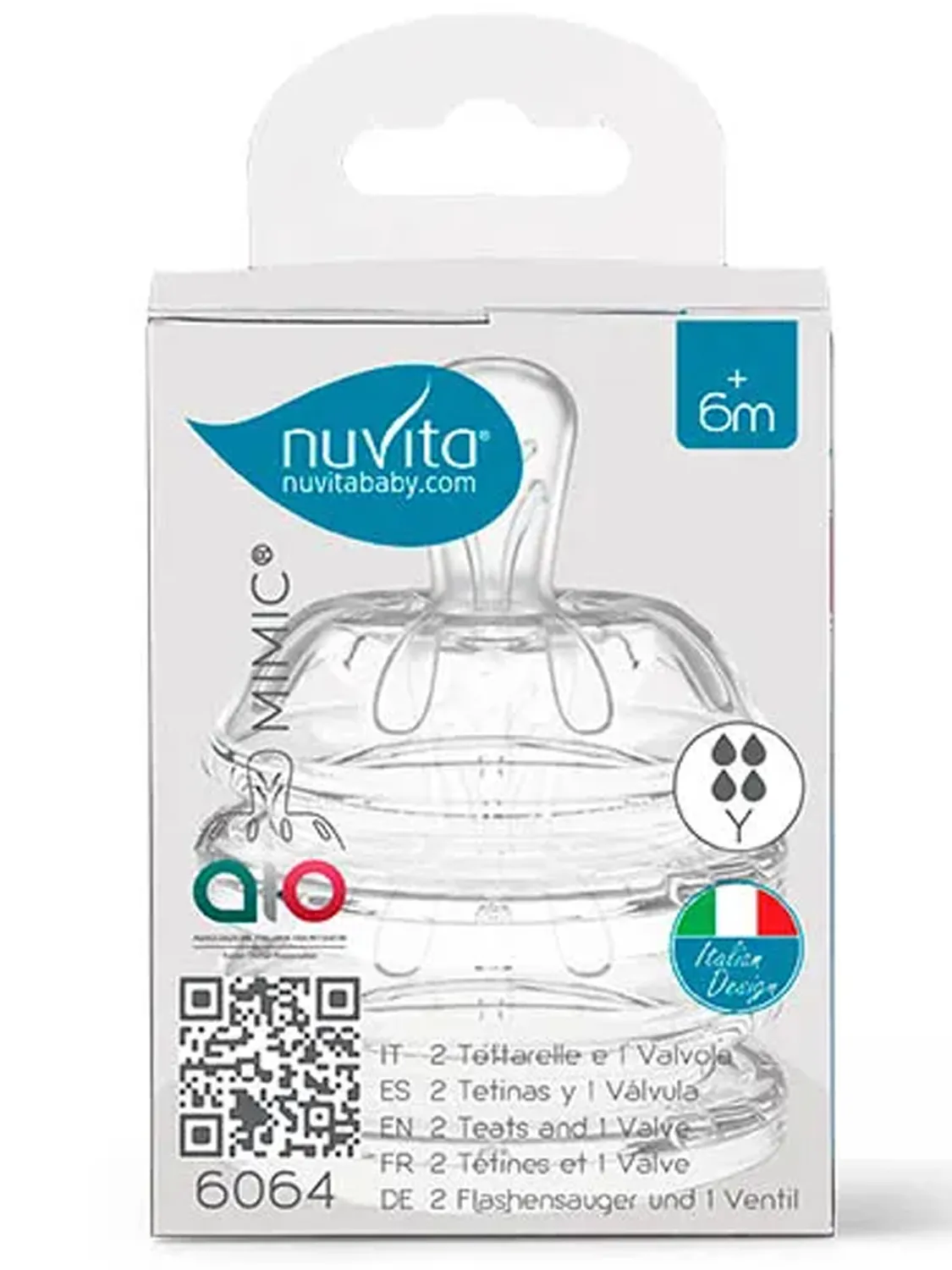 Соска для бутылочек Nuvita силиконовая 6064 Teats Flow Y, 2 шт NU-ALMB0013