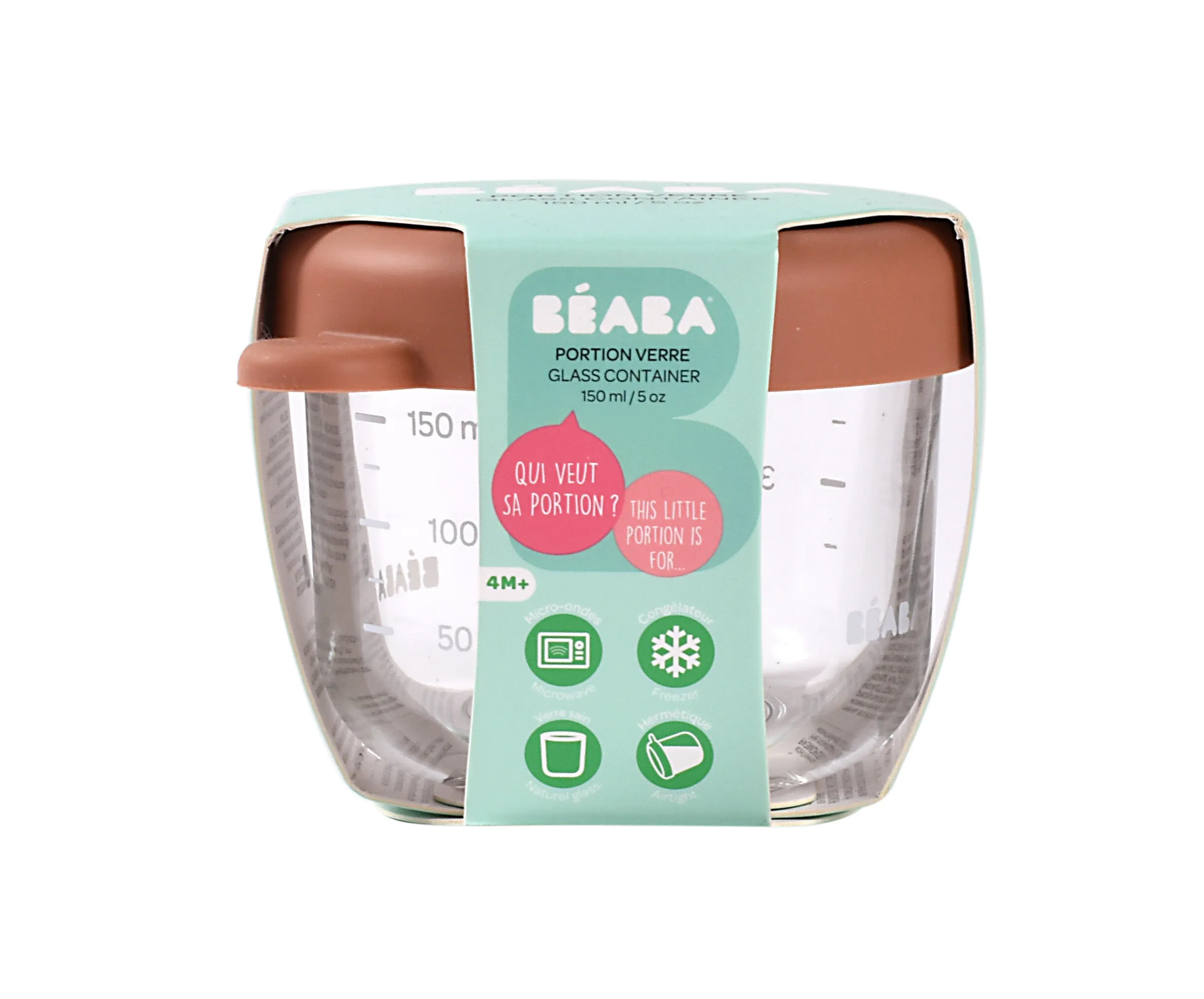 Контейнер Beaba для хранения стеклянный с крышкой 150 мл