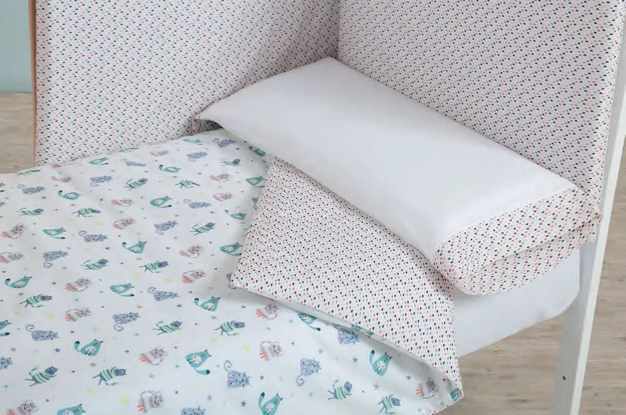 Бортики и покрывало 140х70 Micuna Kittens TX-1732