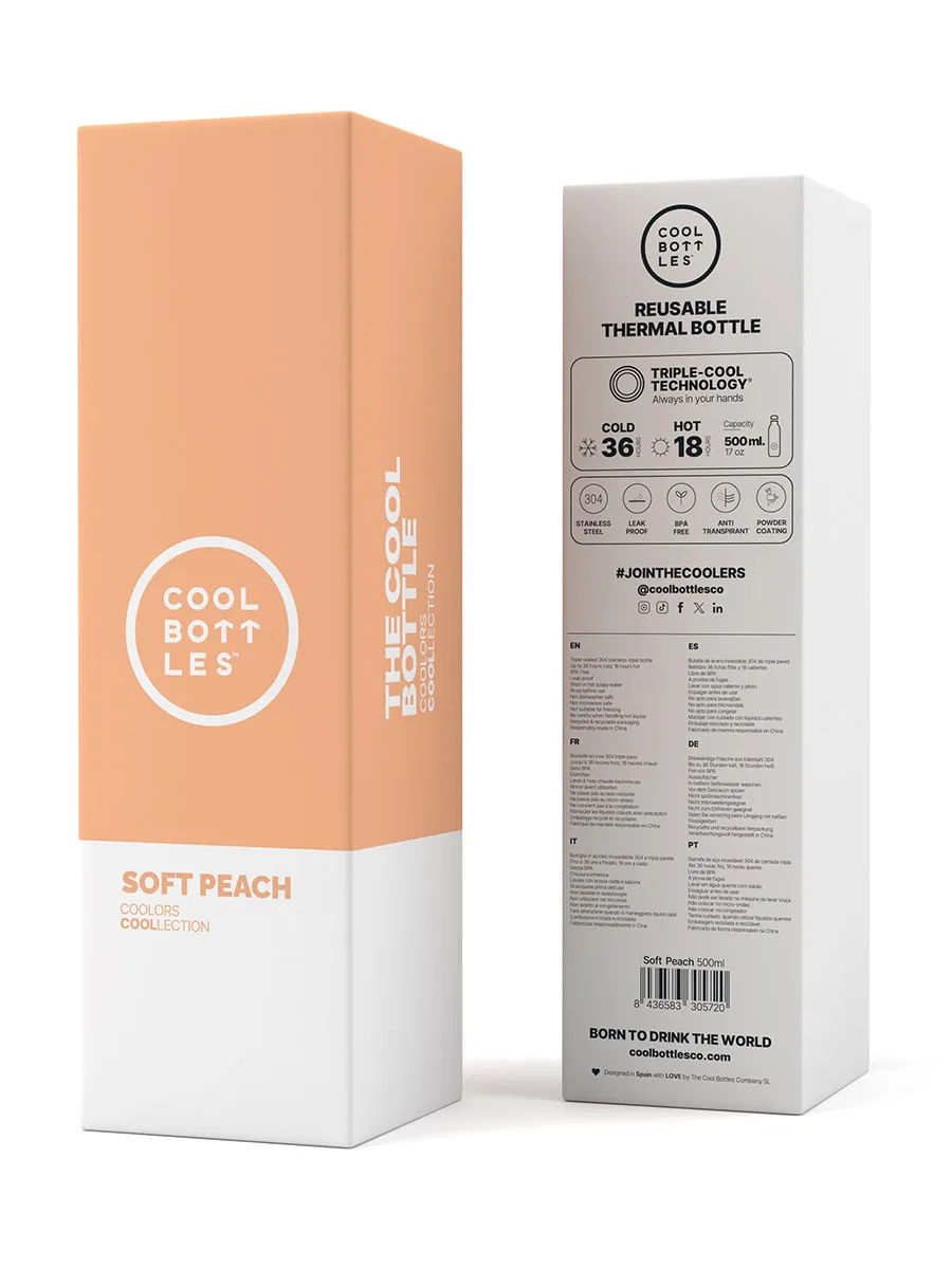 Термос-термобутылка Cool Bottles Soft Персиковый (Peach) 500мл CB500SOP. Изображение 4