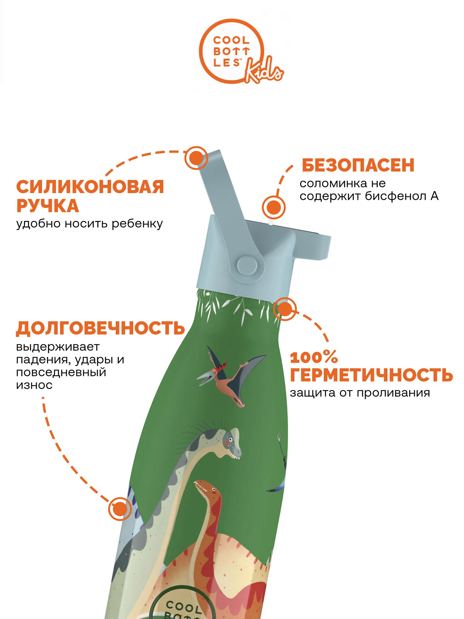 Термос–термобутылка Cool Bottles Kids серия Wonders Jurassic Era 350 мл