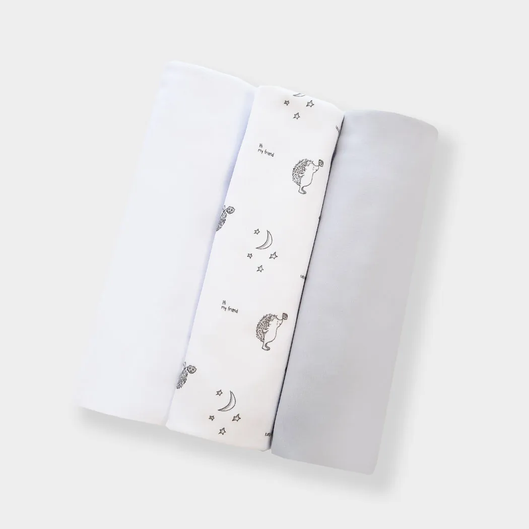 Комплект Lapsi № 6.1 пелёнки 3 шт, цвет белый/серый/с серым принтом