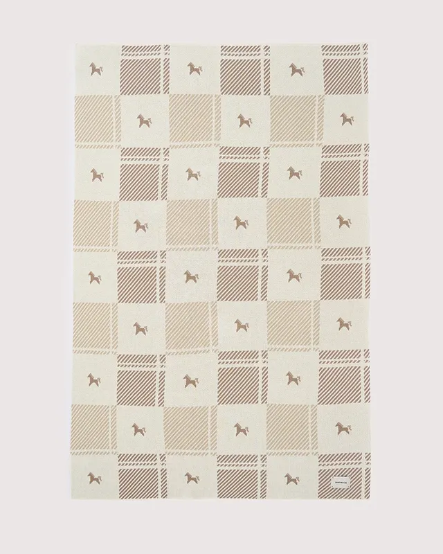 Плед детский 80х120 см LoomKnits Кремовый Лошадки