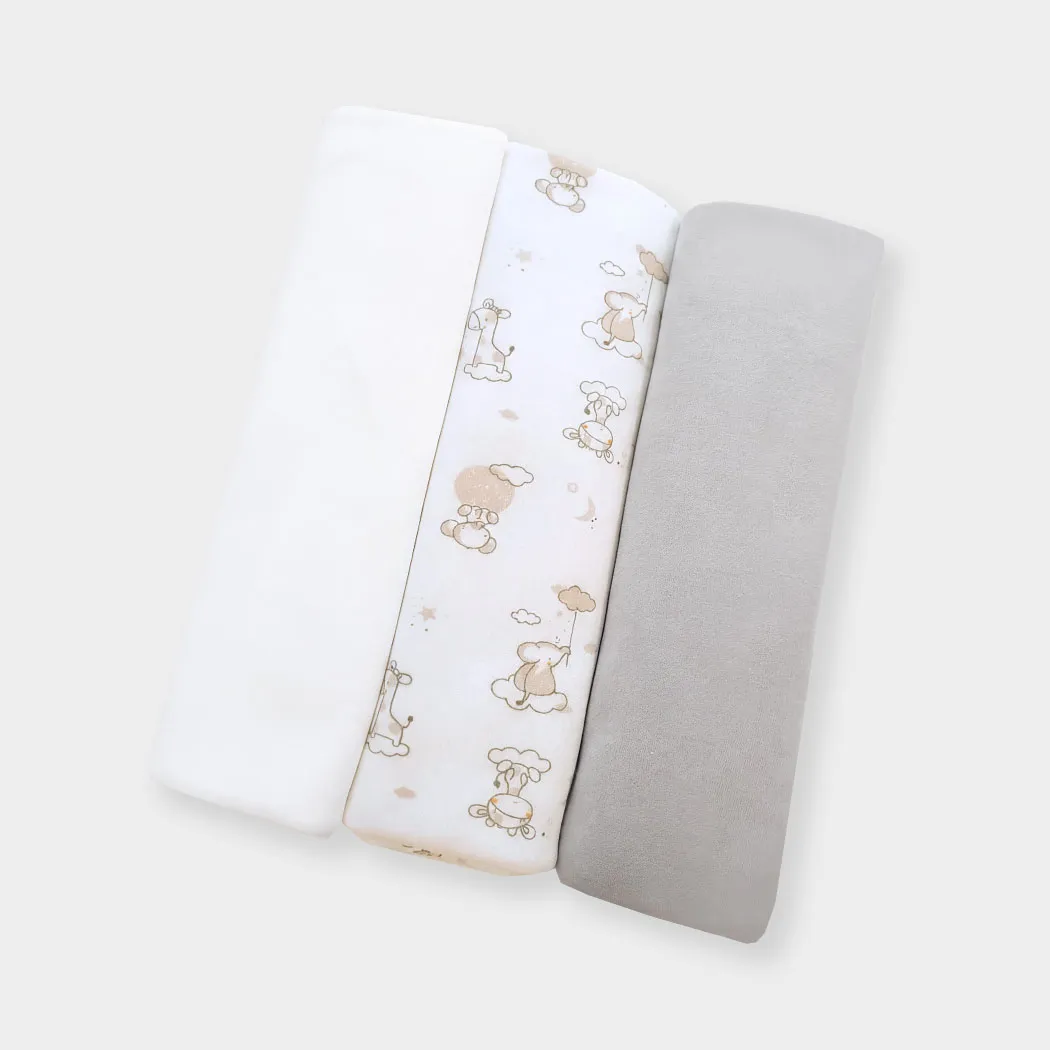 Комплект Lapsi № 6.2 пелёнки 3 шт, цвет молочный/бежевый/с бежевым принтом