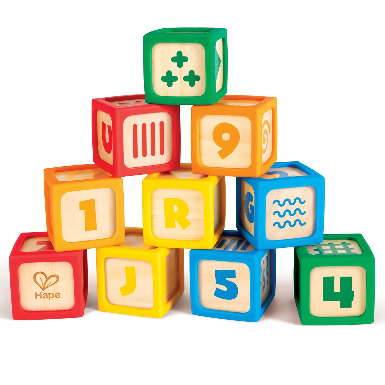 Кубики деревянные Hape в силиконовых чехлах 10 шт. E0131_HP