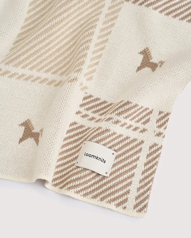 Плед детский 80х120 см LoomKnits Кремовый Лошадки