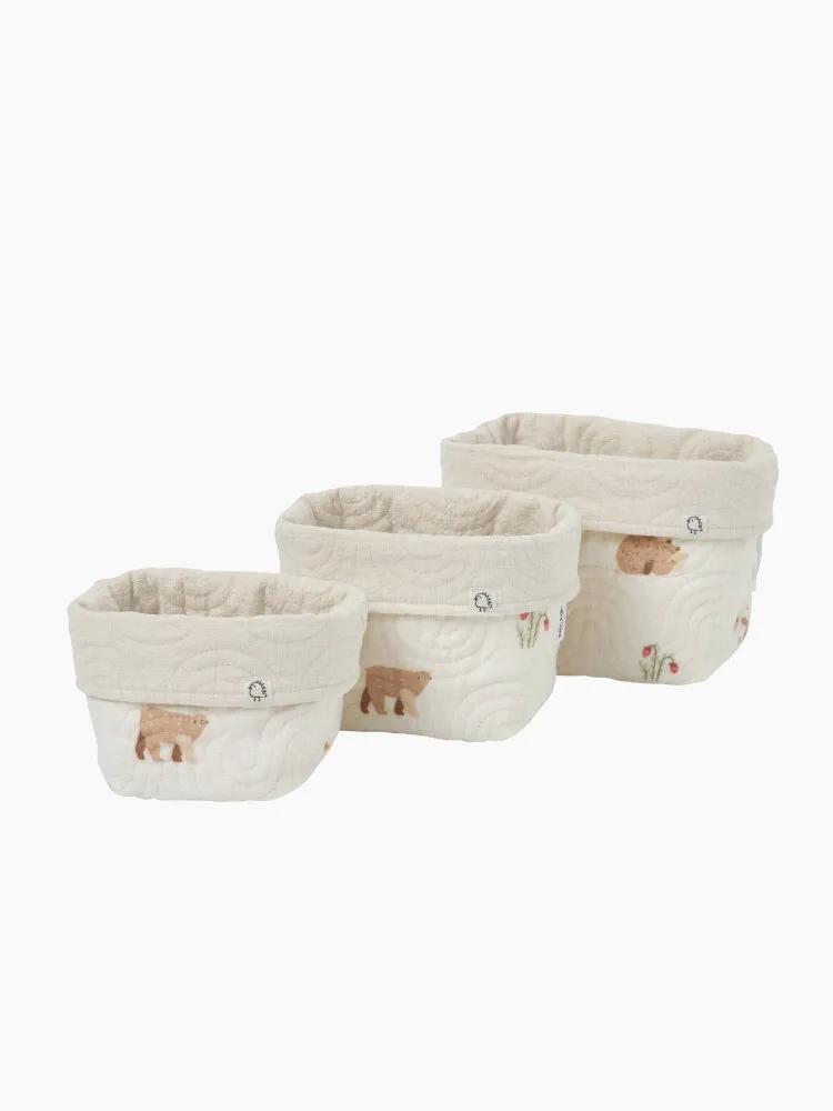Корзины для хранения BUBA KIDS 3 шт. Мишкины лакомства/Натуральный BKBASK201. Изображение 1