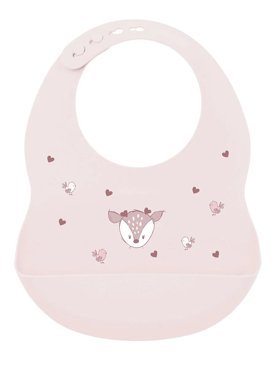 Фартук нагрудный Nattou силиконовый розовый (pink) Оленёнок 873031. Изображение 1