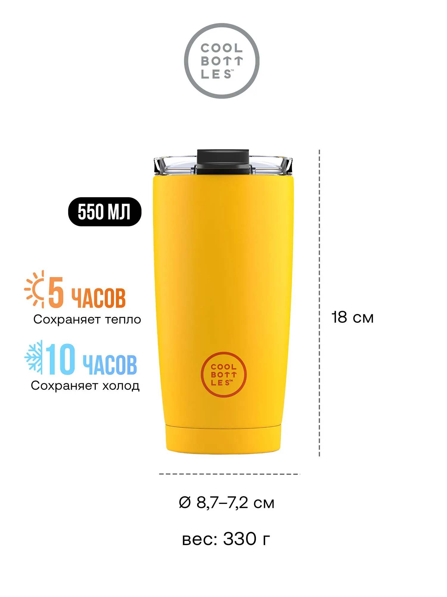 Термокружка Cool Bottles Tumbler Vivid Yellow 550 мл CBT55VIY