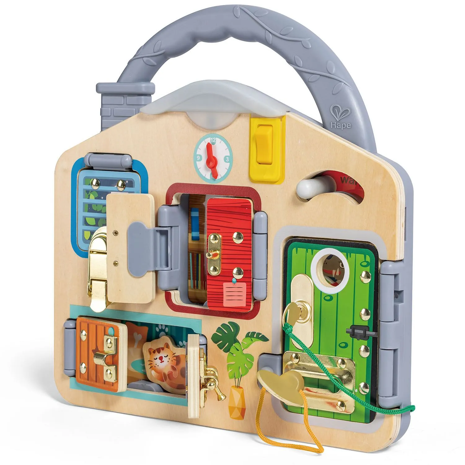 Игрушка HAPE развивающая Бизиборд «Тайные комнаты» E1111_HP