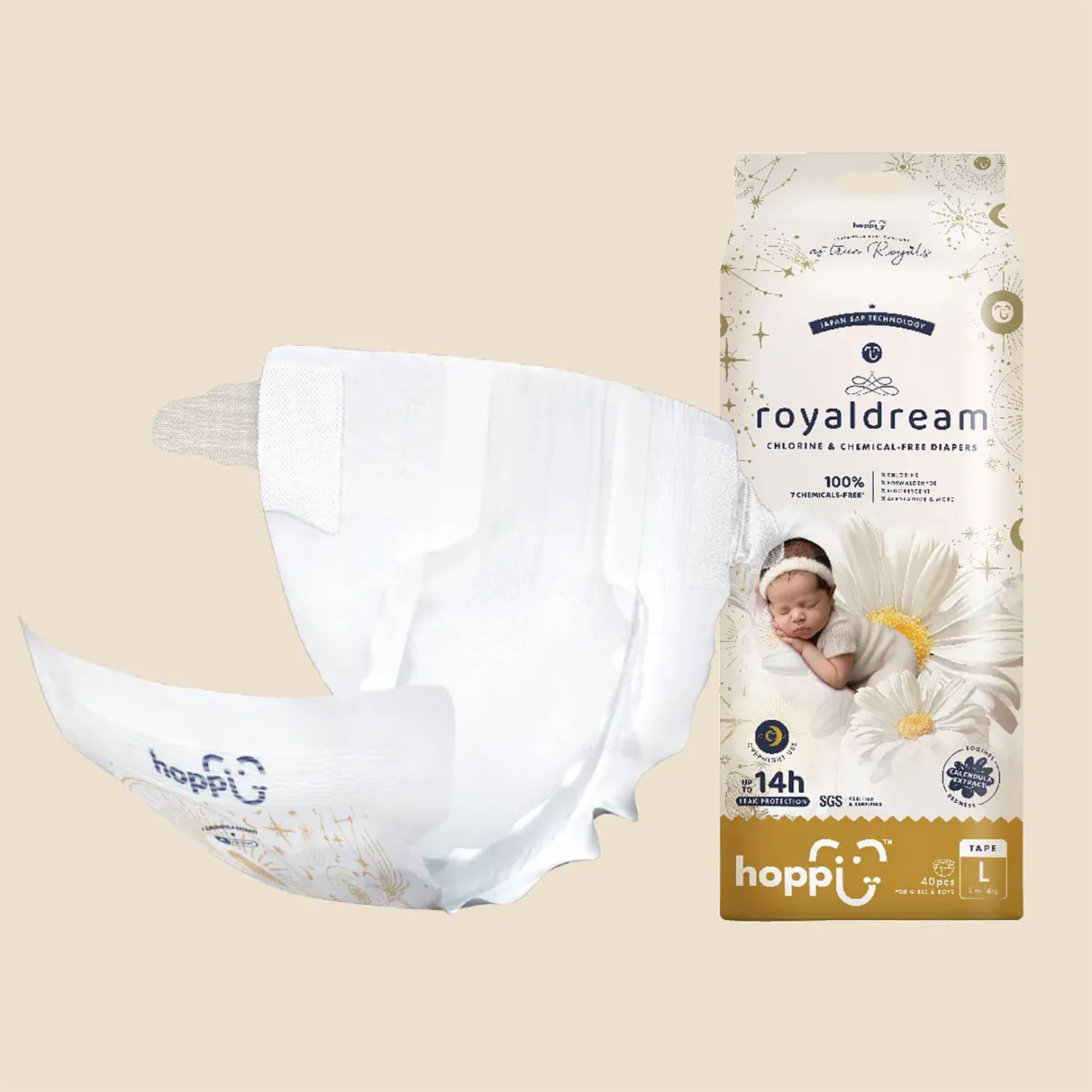 Подгузники Hoppi RoyalDream L 9-14 кг 40 шт