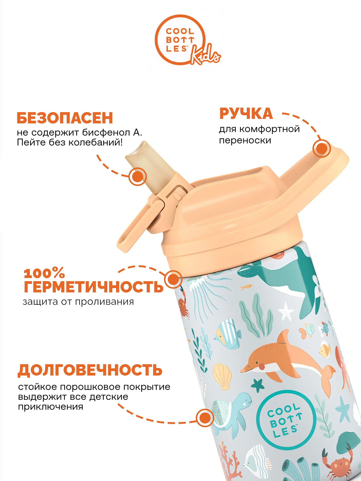 Термос-термобутылка Cool Bottles Kiddie Underwater World 350 мл