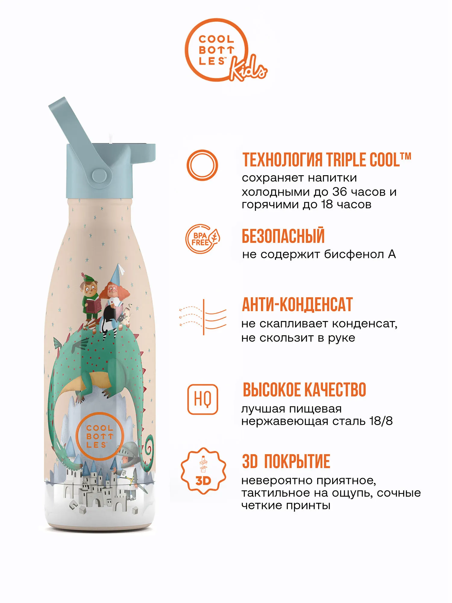 Термос–термобутылка Cool Bottles Kids серия Wonders Dragon Dream 350 мл