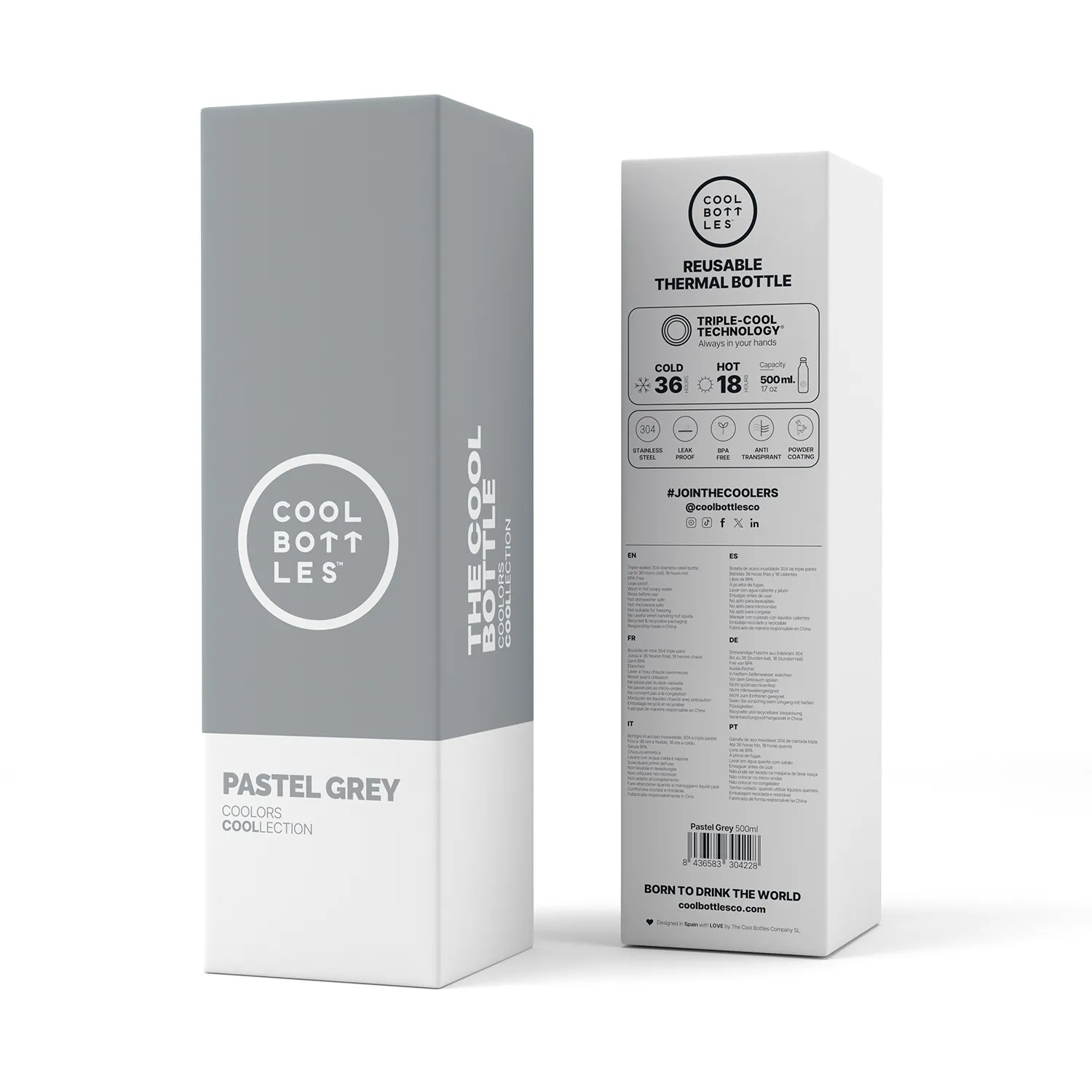 Термос-термобутылка Cool Bottles Pastel Grey 500 мл