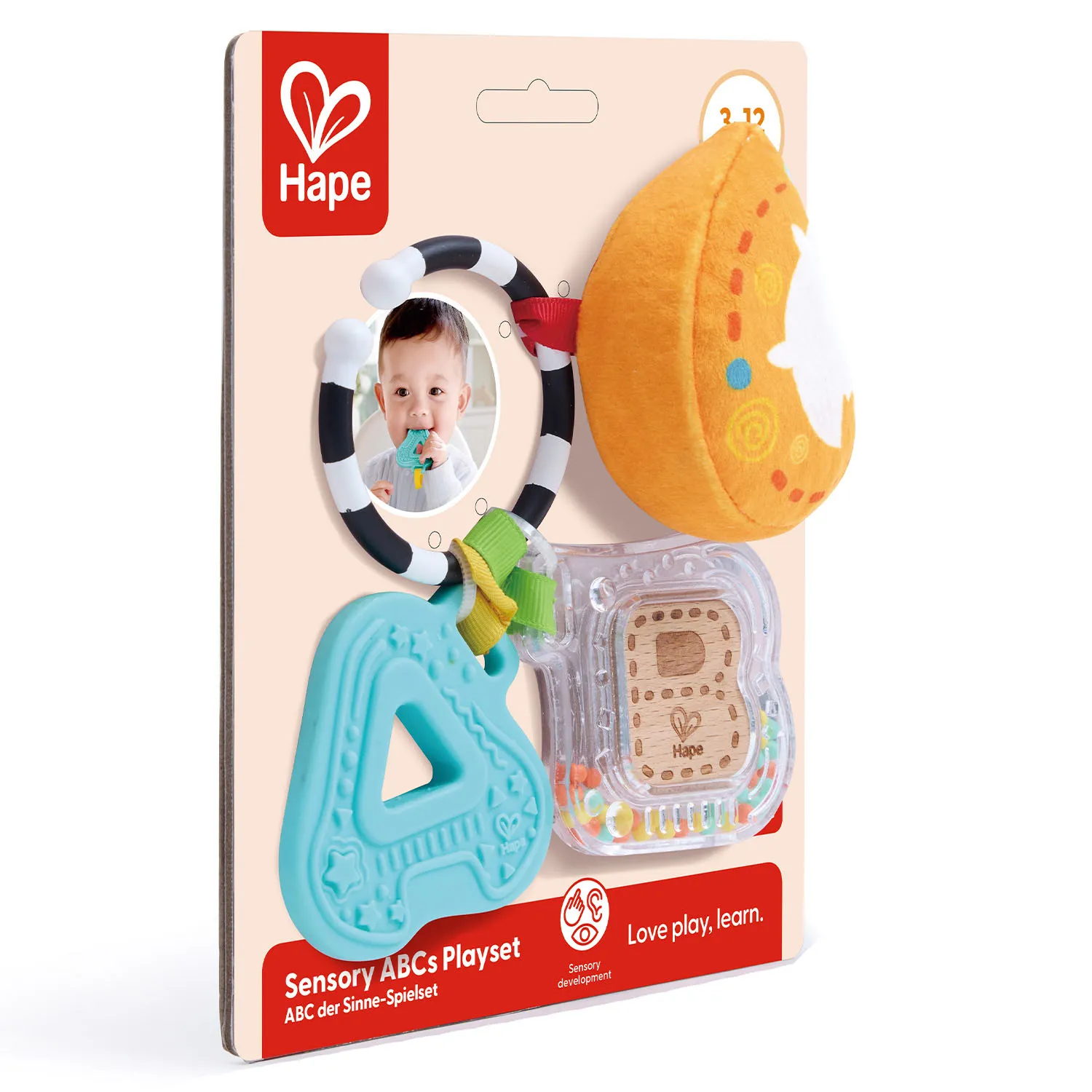 Игрушка развивающая HAPE «Малышам» ABC 3в1 (погремушка, прорезыватель, мягкая игрушка) E0129_HP