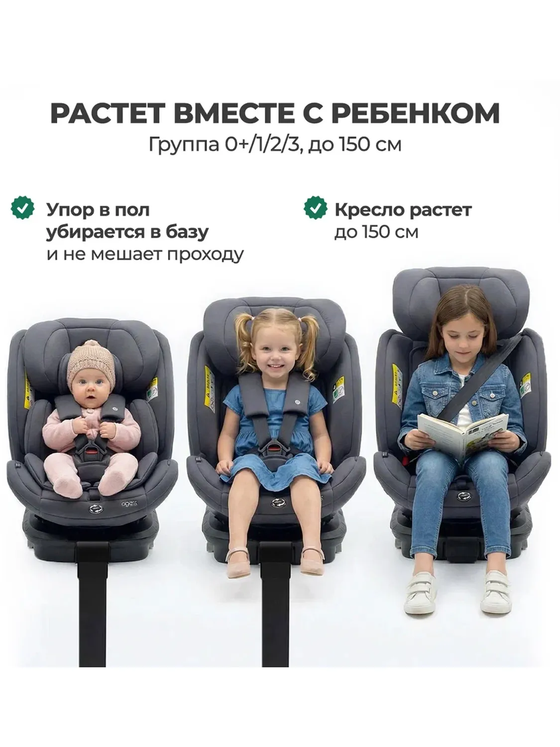 Автокресло 0+/1/2/3 Agex Comfort i-Fix 360 нов, черный (black). Изображение 52