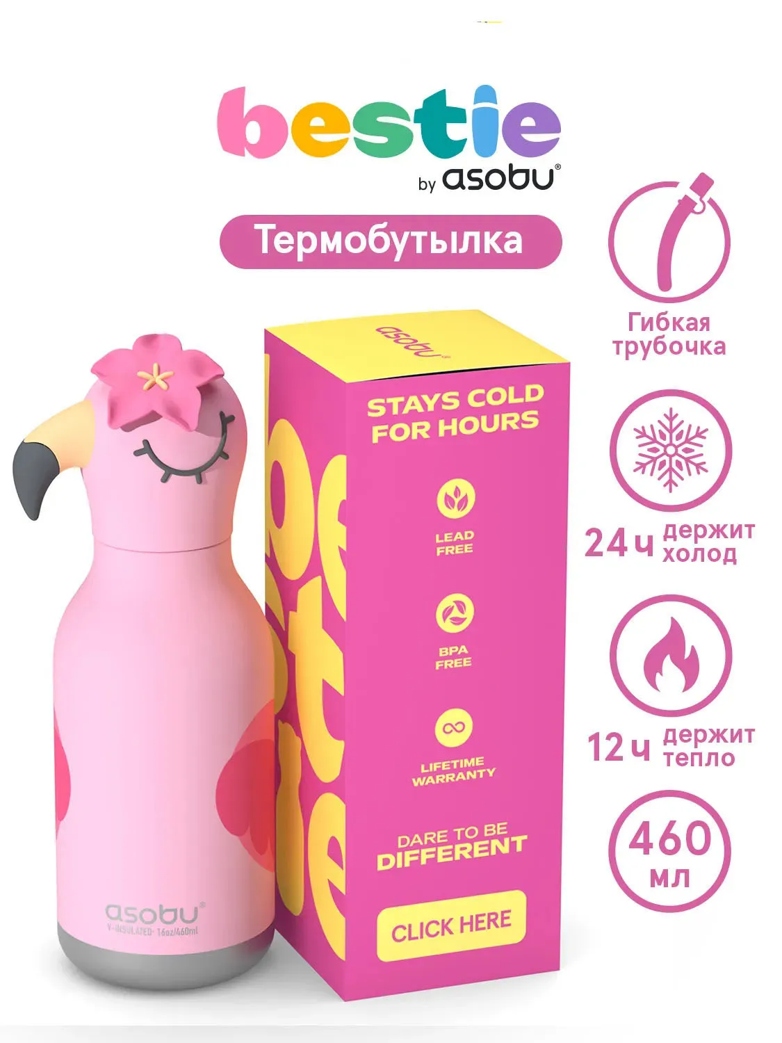Бутылка Asobu для холодных и горячих напитков Bestie 460 мл