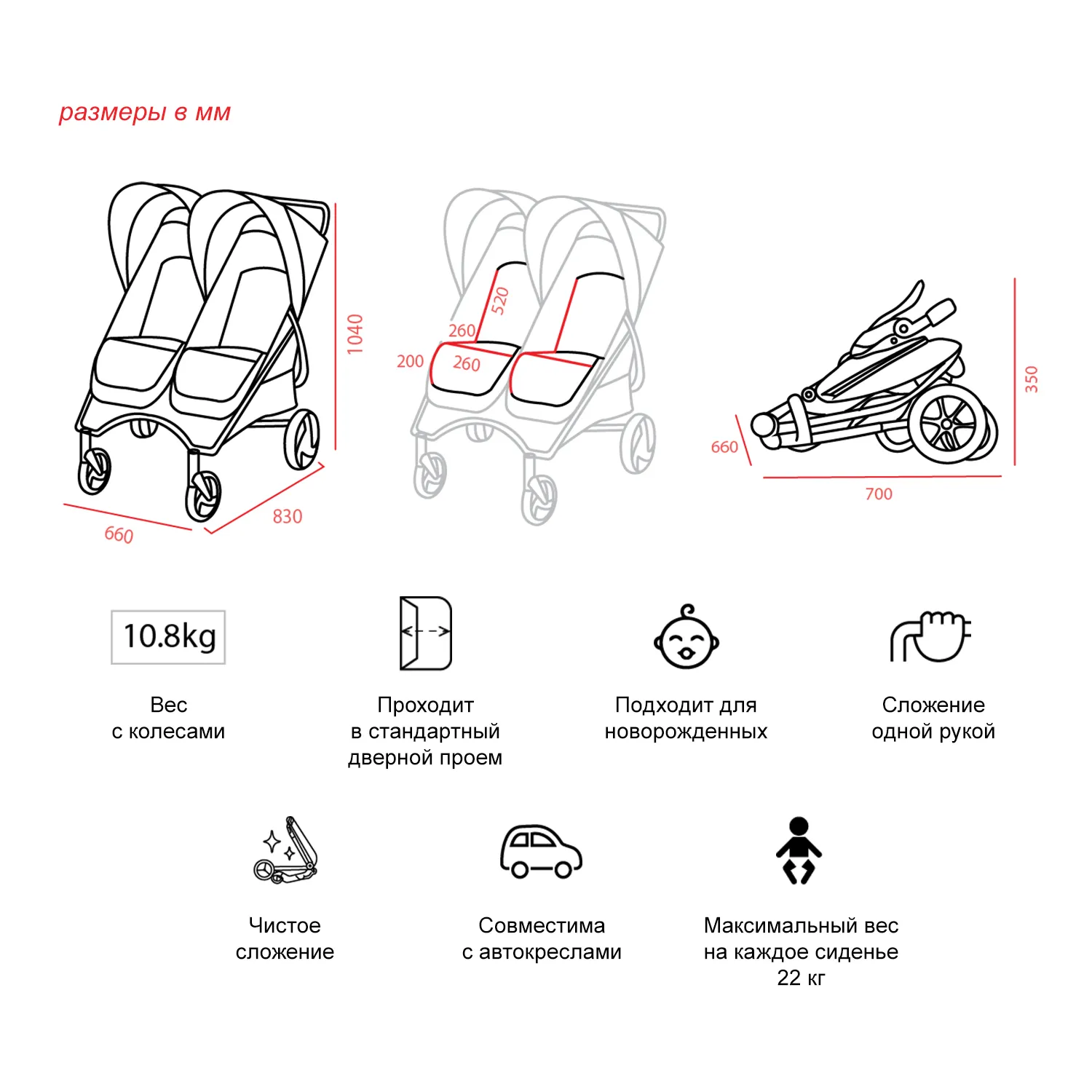 Коляска прогулочная для двойни Valco Baby Slim Twin Tailormade