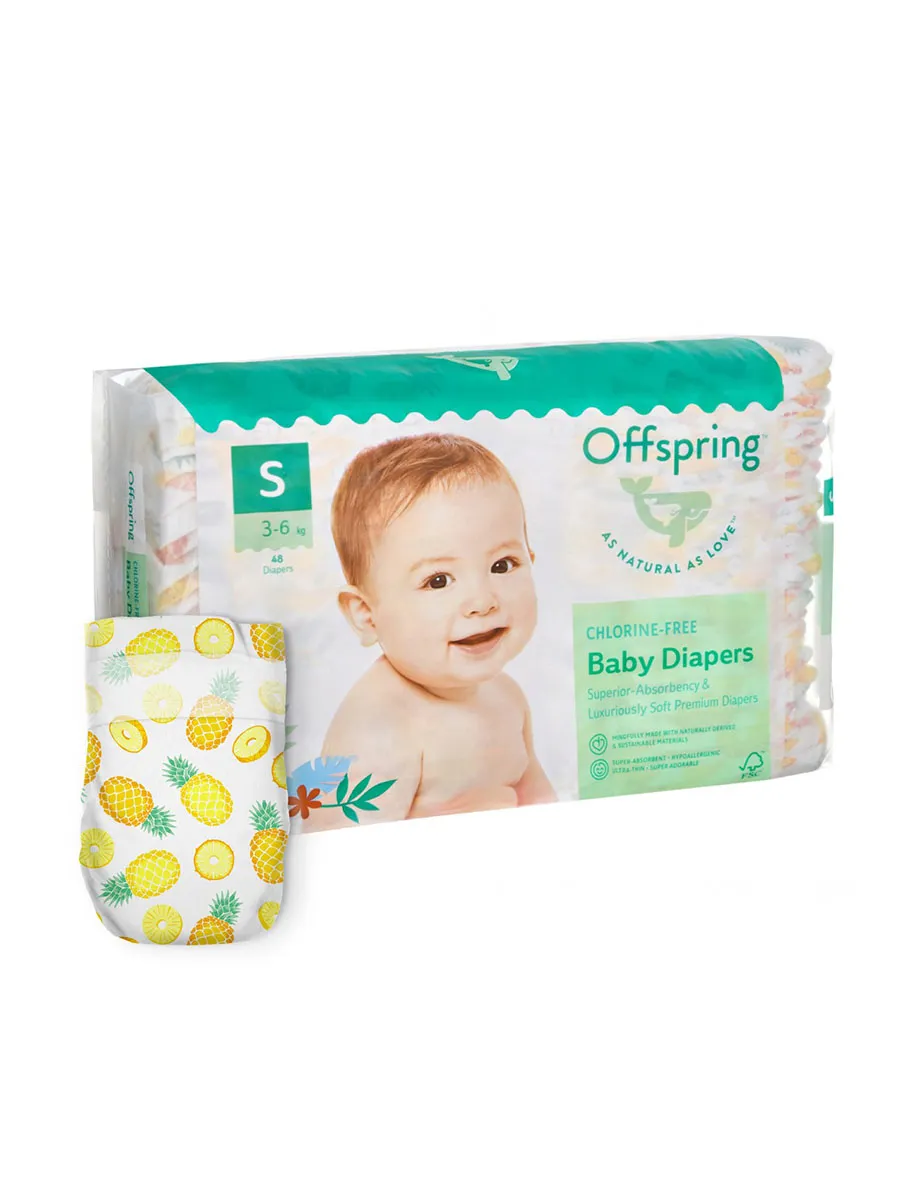 Подгузники Offspring S 3-6 кг Ананасы 48 шт