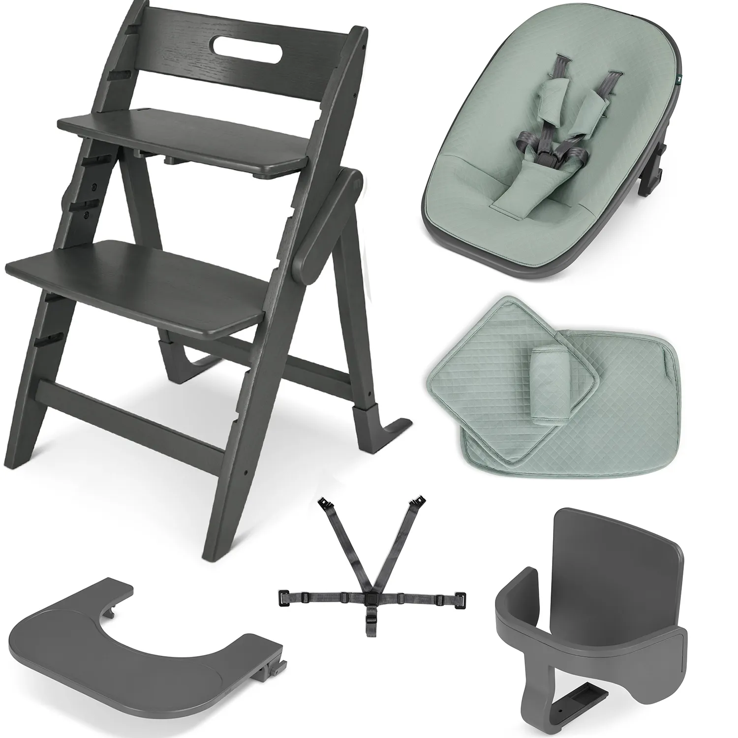 Растущий стульчик Moji by ABC-Design Yippy ВСЁ ВКЛЮЧЕНО pearl, текстиль mint