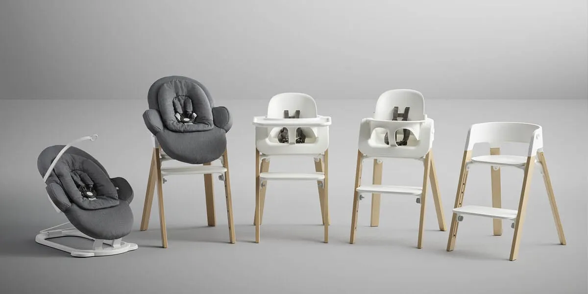 Шезлонг Stokke STEPS BOUNCER White Deep Grey 350111