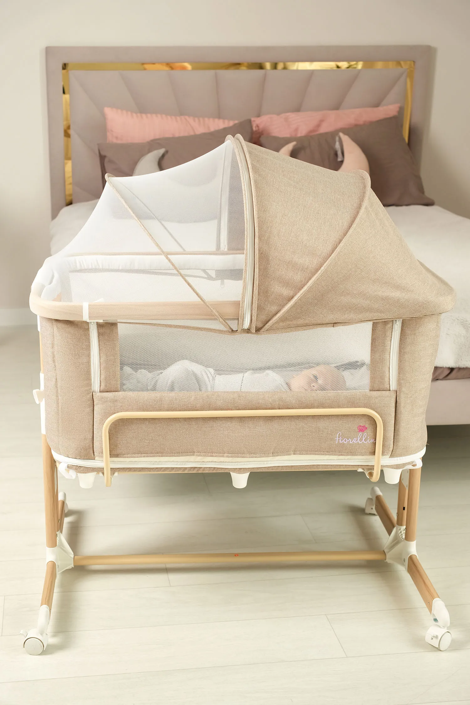 Люлька-колыбель 4 в 1 приставная Fiorellino beige