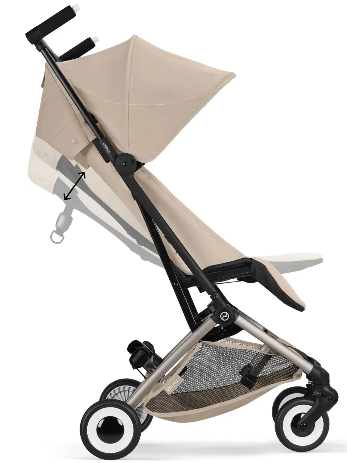 Коляска прогулочная Cybex Libelle TRE (2026), бежевый (almond beige) с дождевиком и бампером. Изображение 4