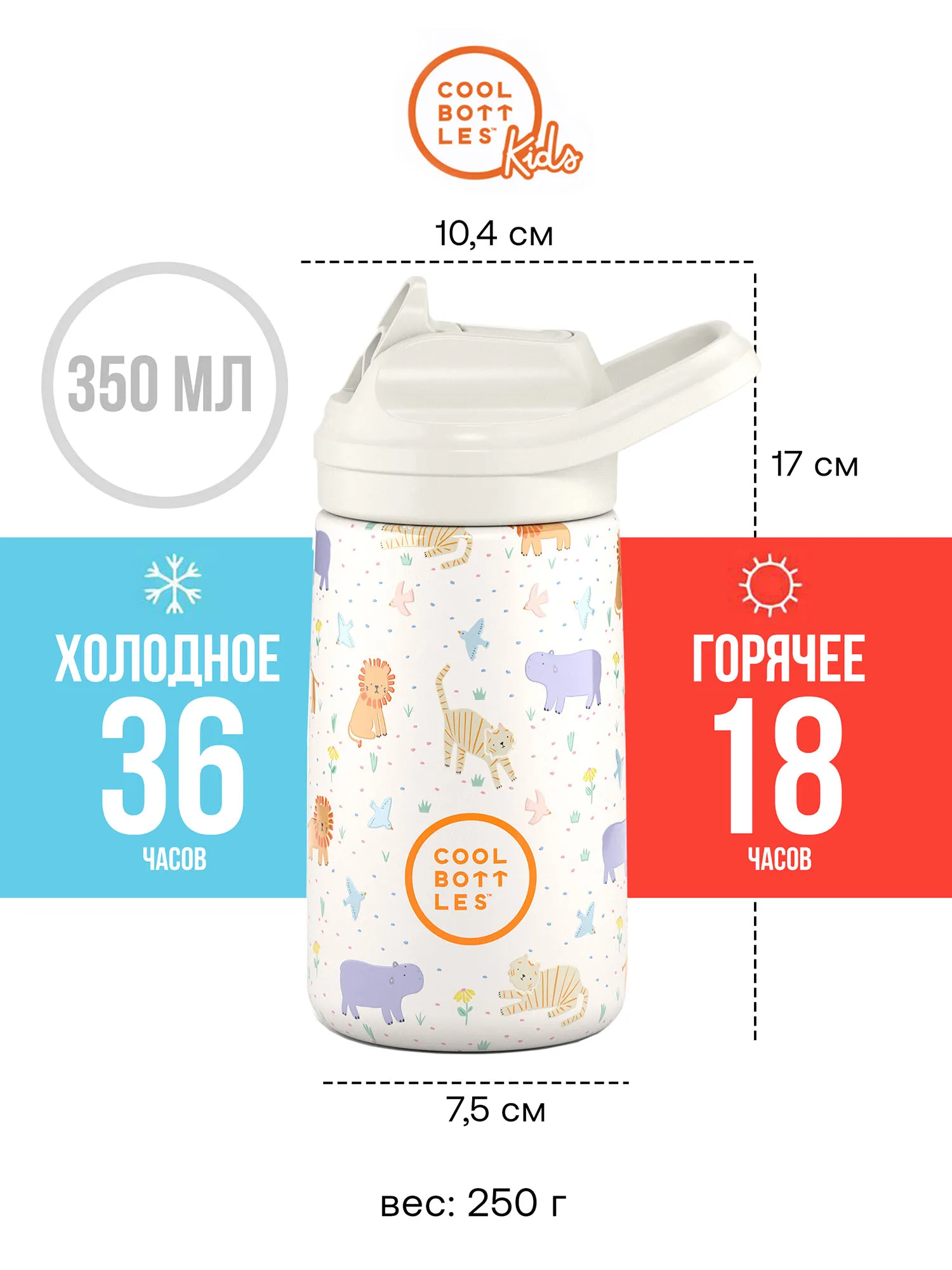 Термос-термобутылка Cool Bottles Kiddie Roar Time 350 мл