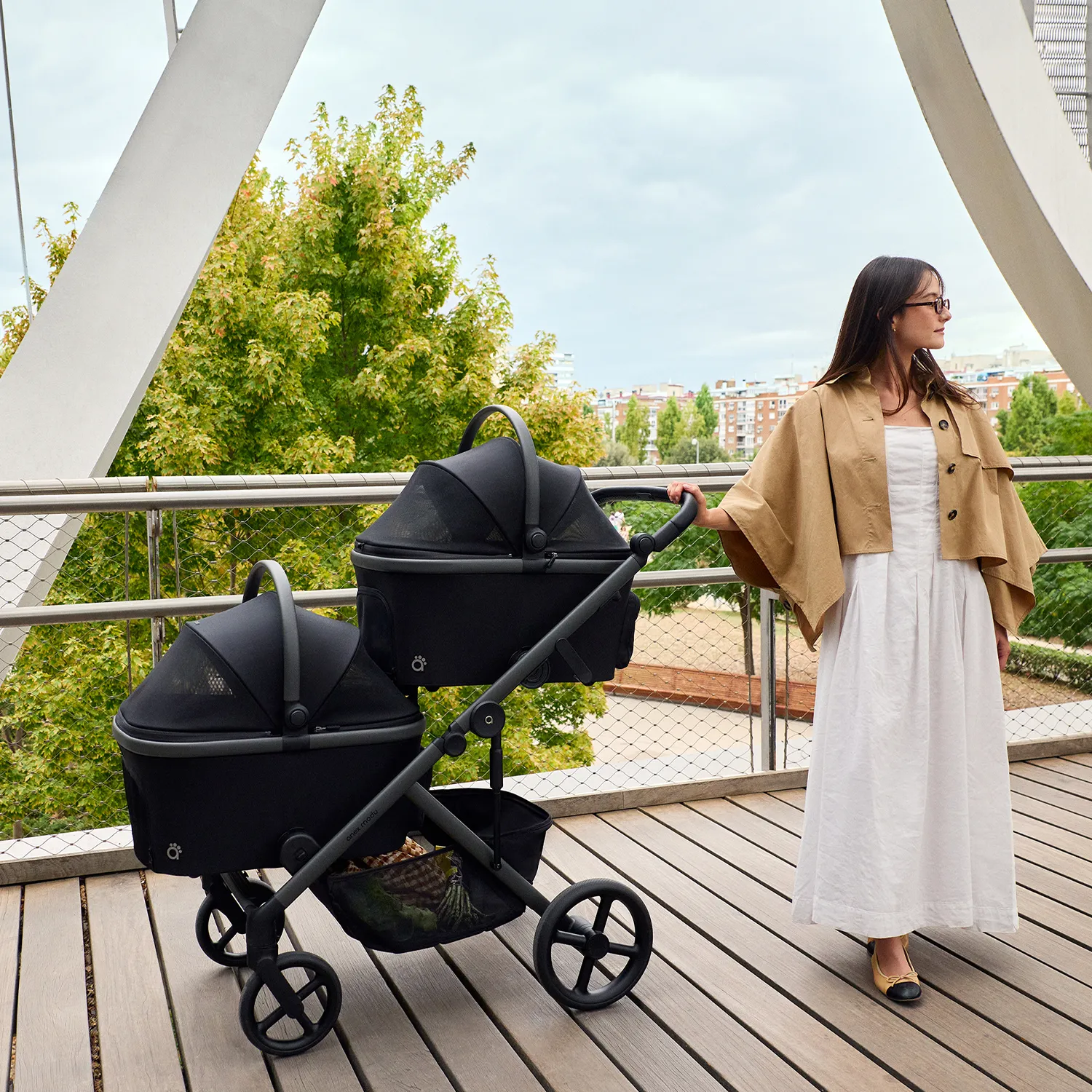 Коляска-вагончик прогулочная Wagon для двойни Anex Modu