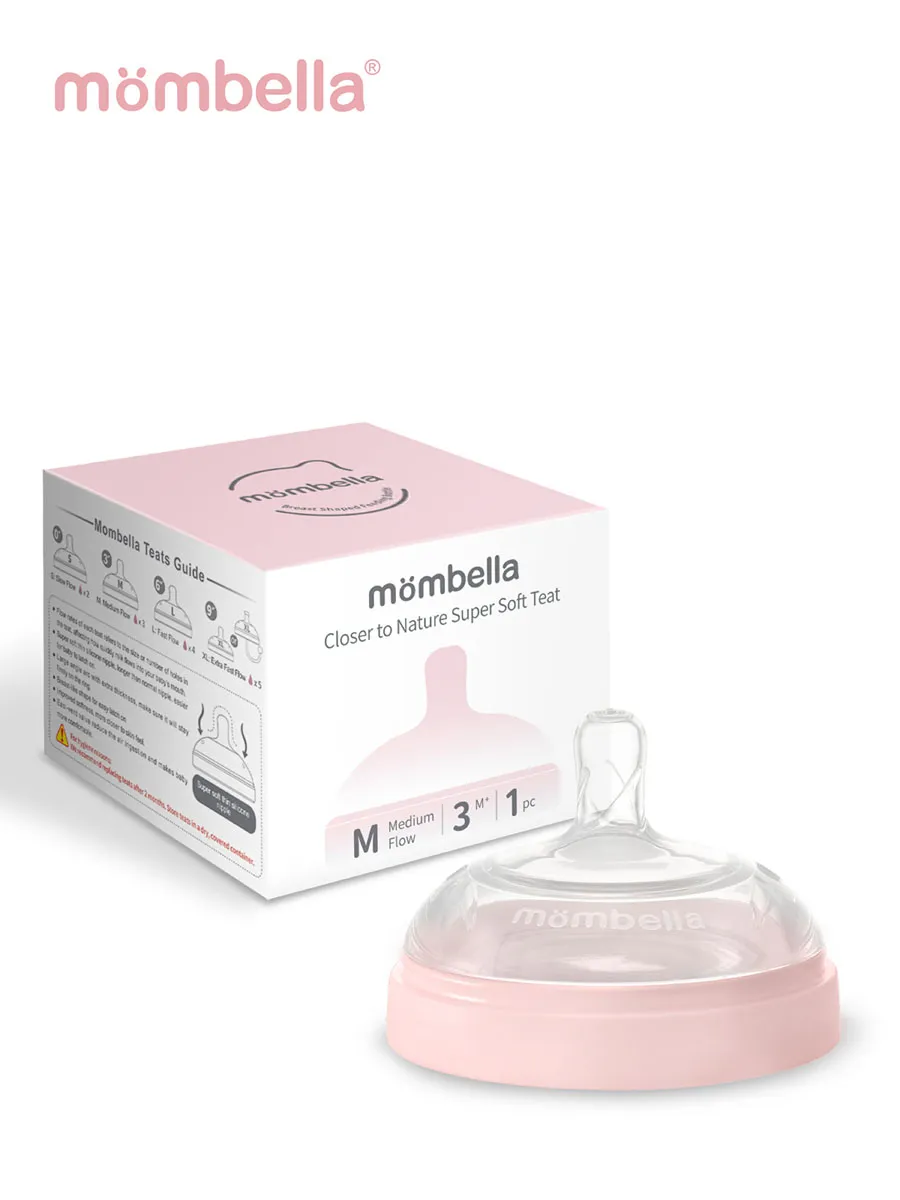 Соска Mombella для широкой бутылочки Wide Neck размер M розовая 01854. Изображение 1