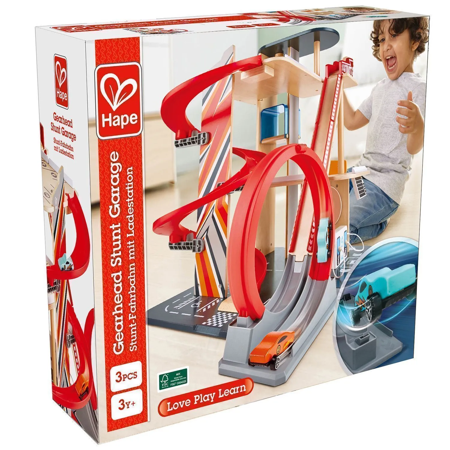 Деревянная многоуровневая автостоянка Hape «Гараж для трюков»
