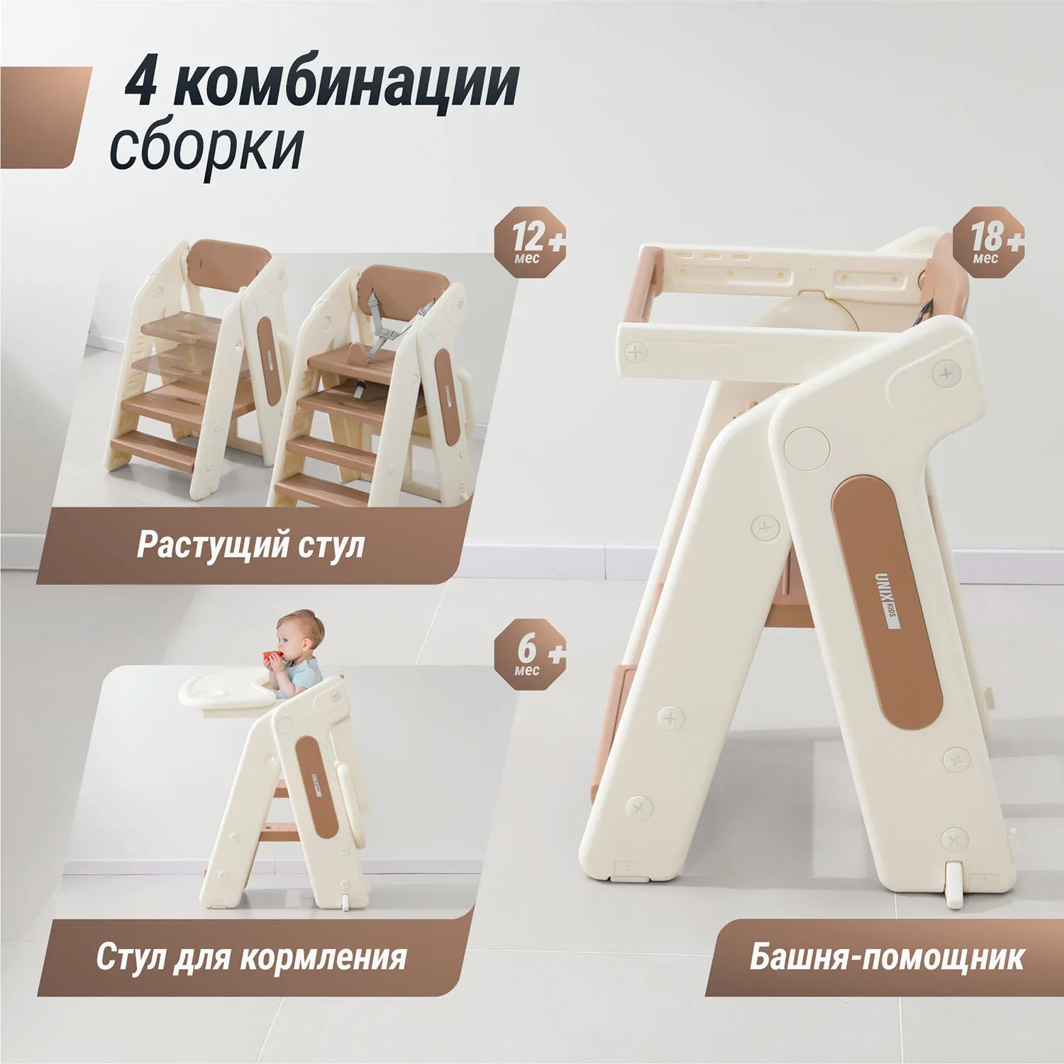 Стул для кормления UNIX Kids 3 steps