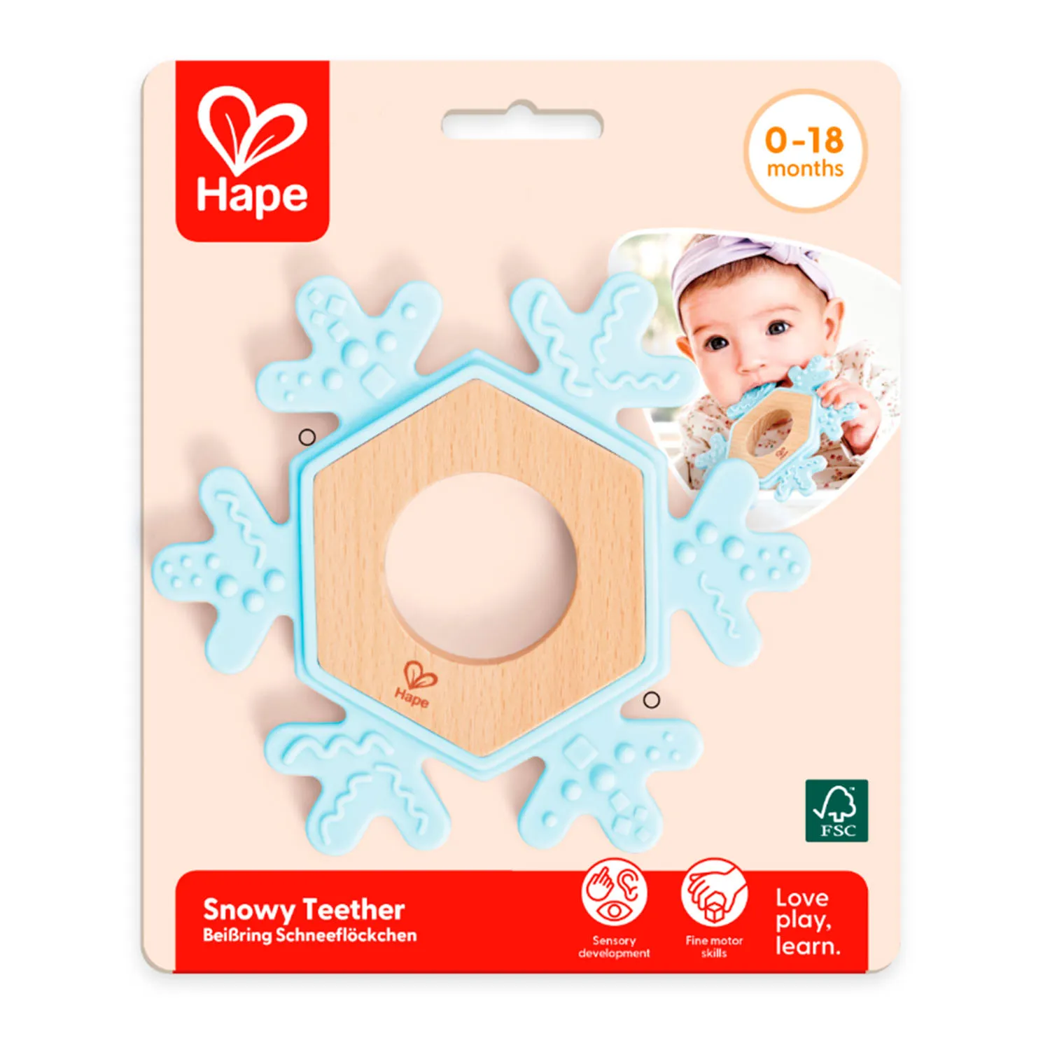 Игрушка-прорезыватель HAPE «Малышам» развивающая Снежинка E0122_HP
