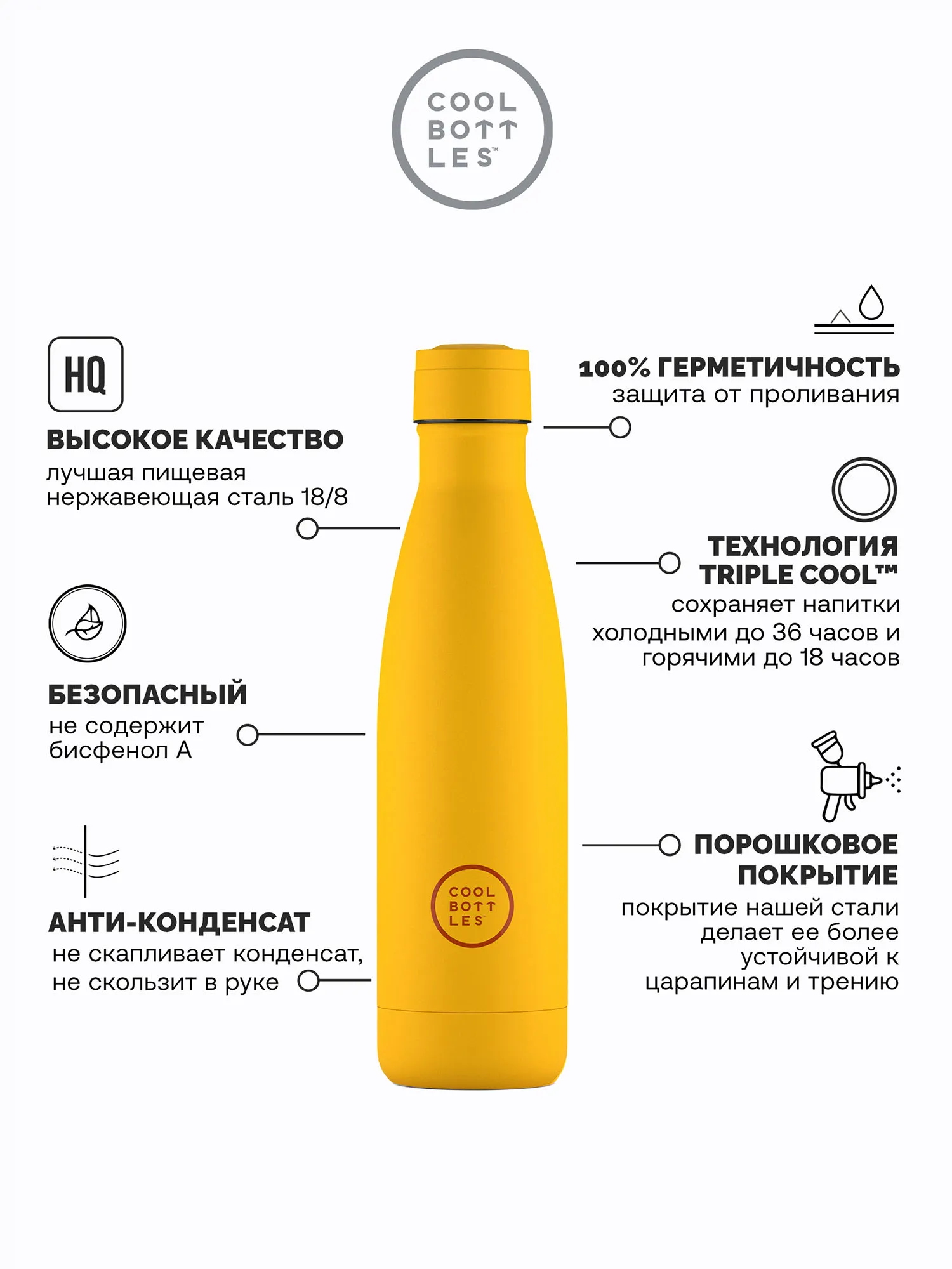 Термос-термобутылка Cool Bottles Vivid Yellow 500 мл