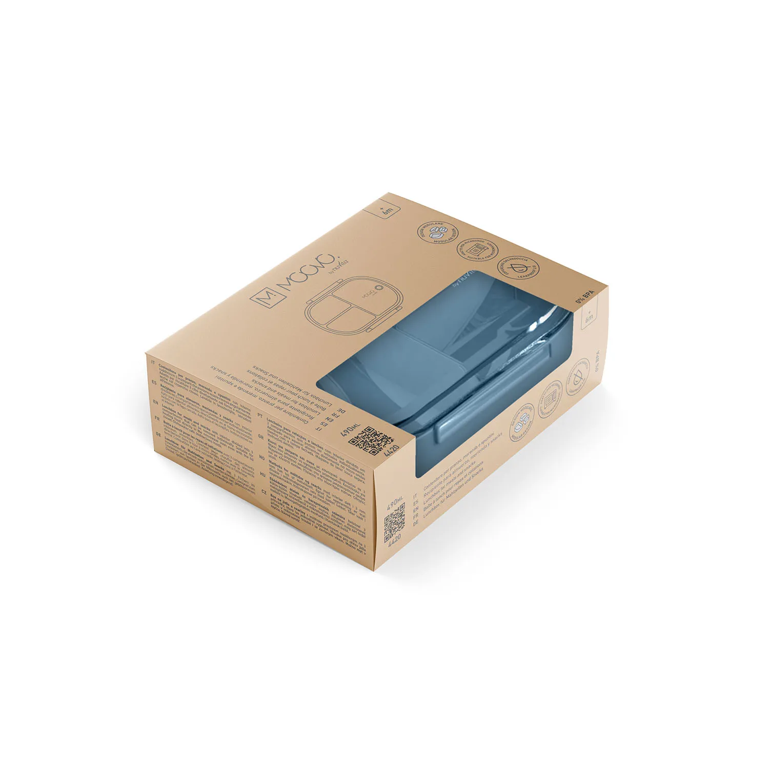 Ланч-бокс Nuvita MOOVO с тремя секциями 4420, 490 мл