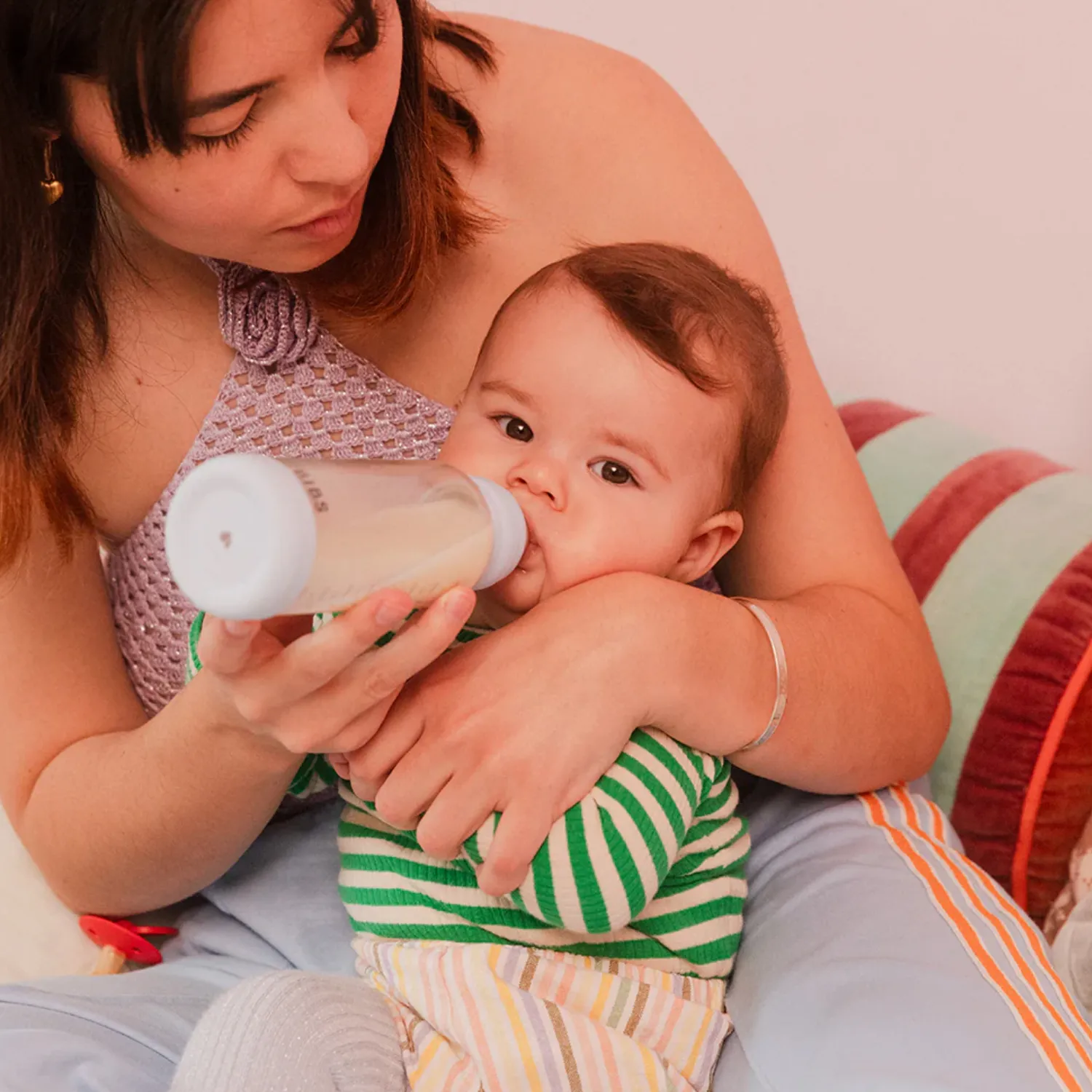 Бутылочка BIBS стеклянная для кормления с латексной соской средний поток 240 мл