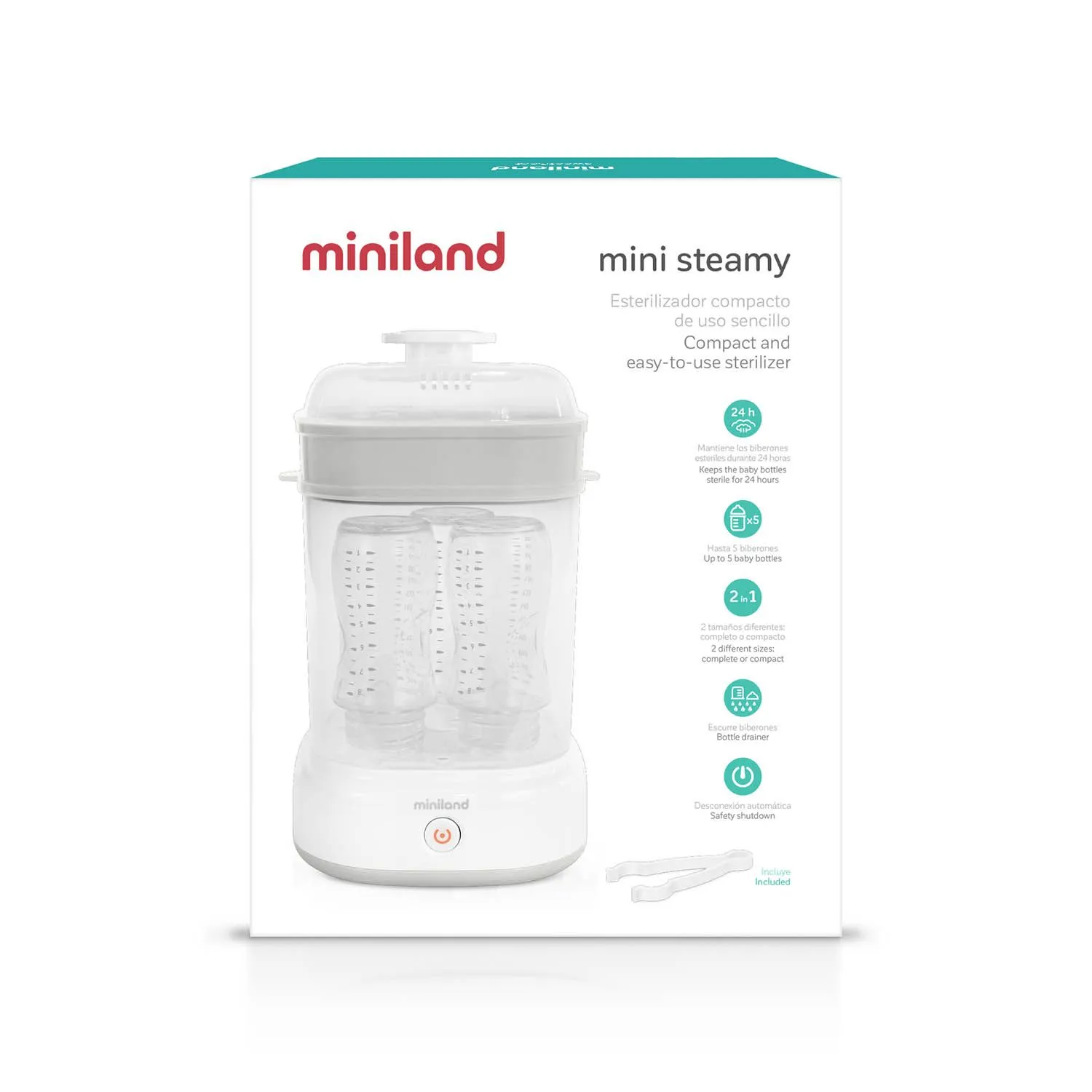 Стерилизатор компактный Miniland для бутылочек Mini Steamy белый 89580