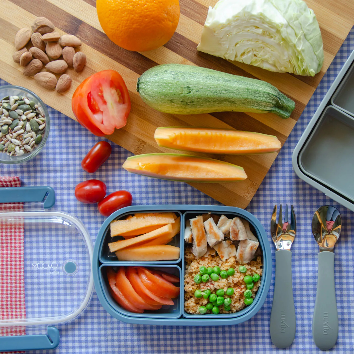 Ланч-бокс Nuvita MOOVO с тремя секциями 4420, 490 мл